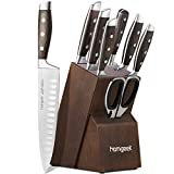 homgeek Cuchillo de Cocina Profesional, Juego Cuchillos Cocina Hecho de Acero Inoxidable 1.4116 Alemán, Incluye Tijeras, Bloque de Madera, 8 Piezas