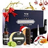 Y.F.M Kit de Cuidado de Barba, Regalo de Cuidado Barba - 30ml Aceite de Barba, 60ml Bálsamo, Barba Peine, Tijeras Acero Inoxidable, Plantilla Peine - Regalo Ideal para Todas Ocasiones y Aniversarios